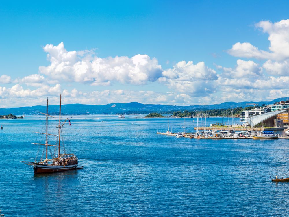 OSLO, NORWAY - JULY 29: The Oslo Norway Harbor is one of Oslo's great attractions. Situated on the Oslo Fjord in Oslo, Norway on July 29, 2014